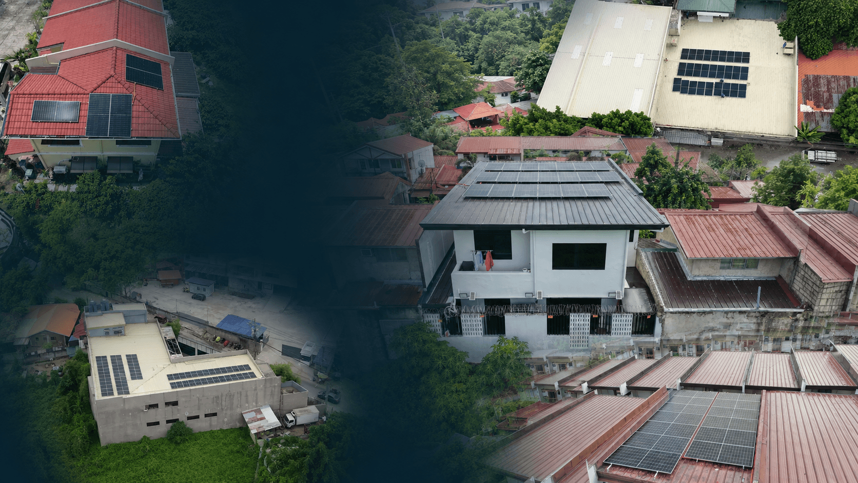 Aerial view of solar panels in the Visayan islands